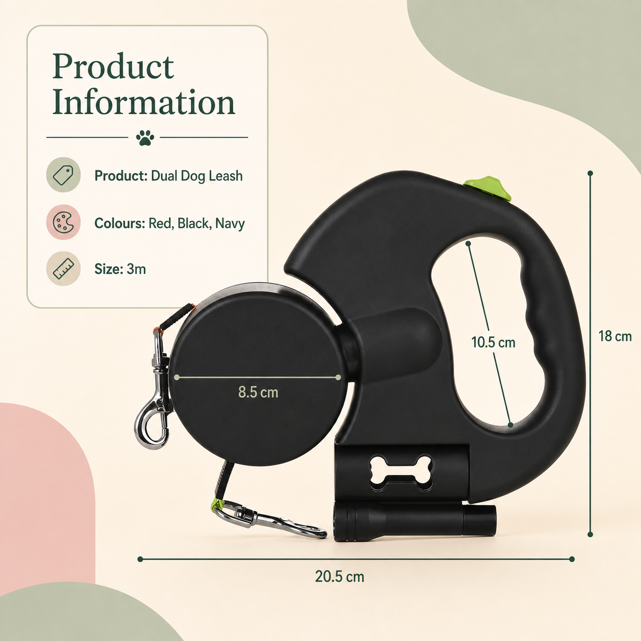 3M Dual Pet Untangle-able Retractable Dog Leash 