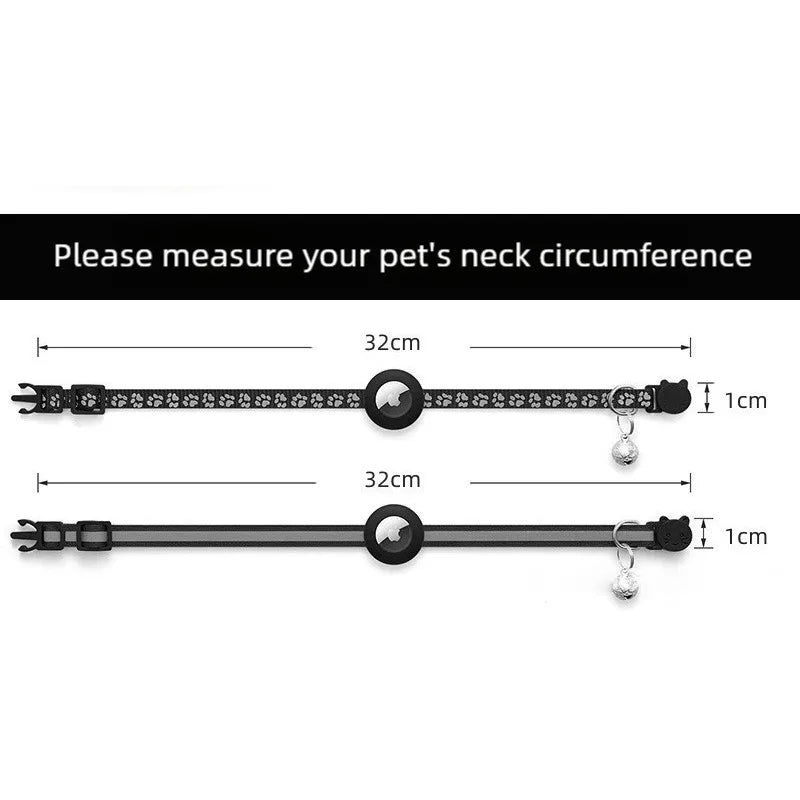Cat AirTag Holder Collar With Reflective Strips 