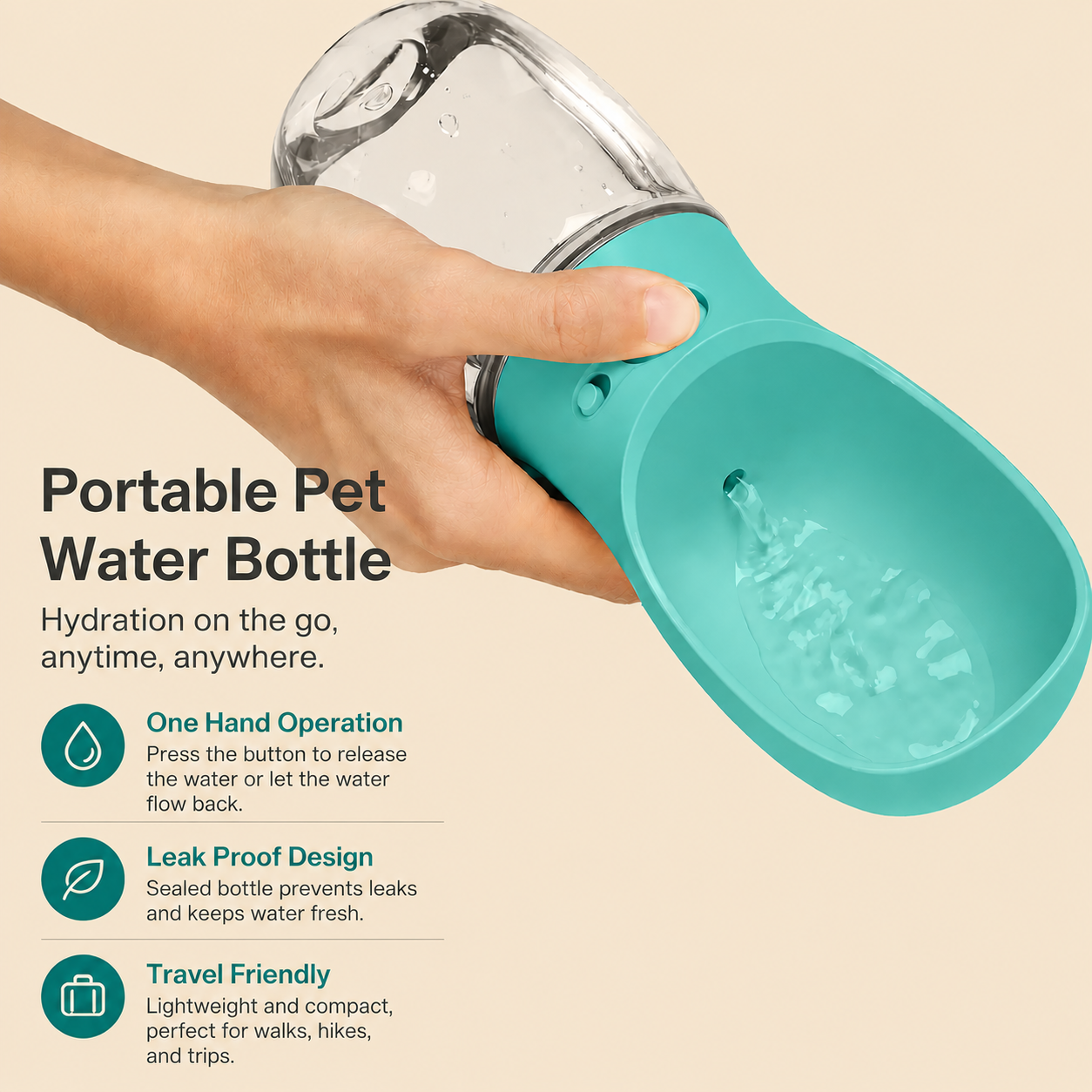 Portable Dog Water Bottle With drinking tray