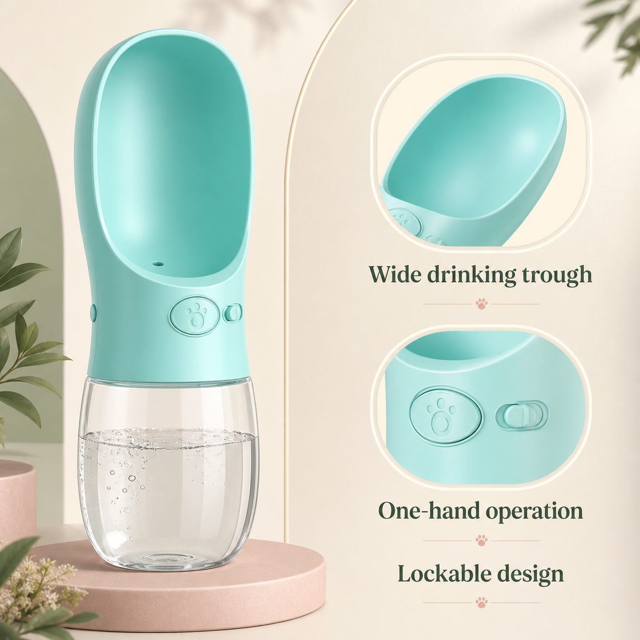 Portable Dog Water Bottle With drinking tray