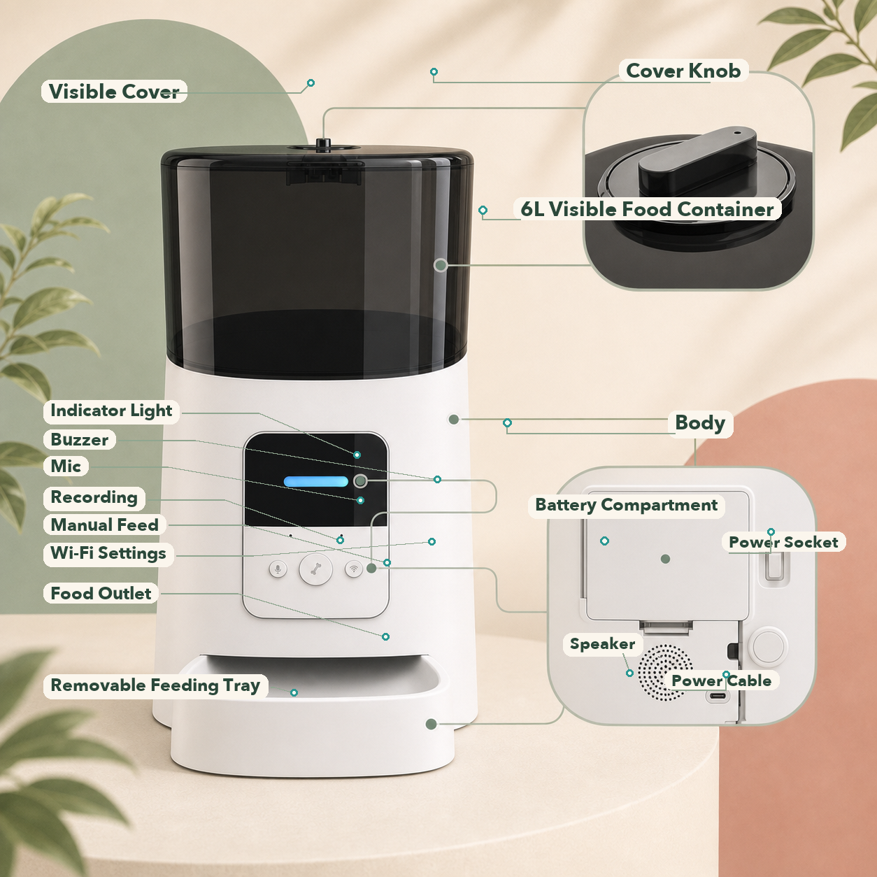 6L Smart Wifi Automatic Pet Feeder