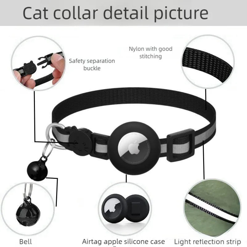 Cat AirTag Holder Collar With Reflective Strips 