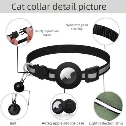 Cat AirTag Holder Collar With Reflective Strips 