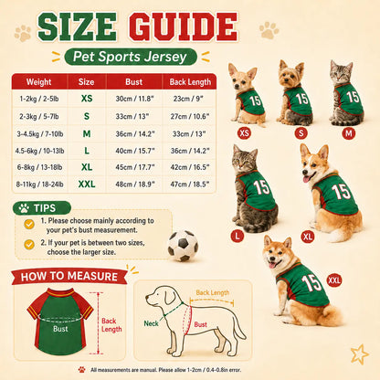 Pet Sports Jersey for Dogs and Cats 
